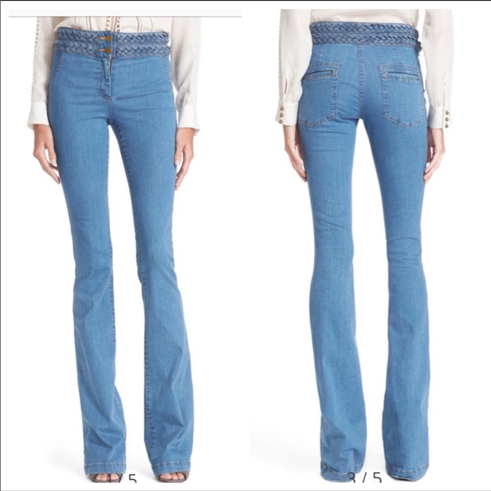 Veronica Beard Biscayne Braided waist Flare Jeans